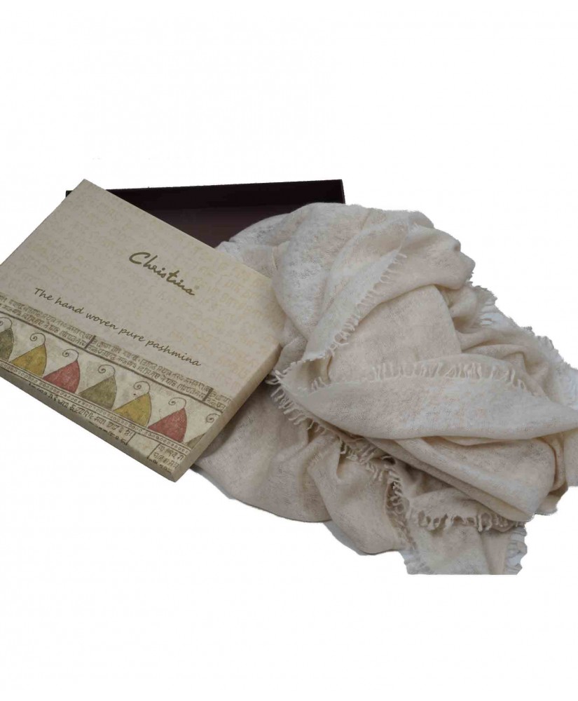 Off White Pashmina Distress Stole